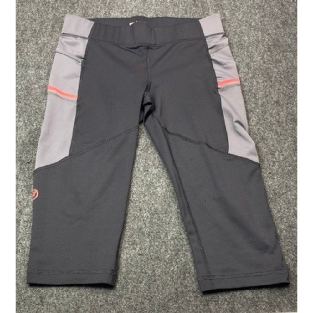 Fila Sport Running Leggings Women Small Black Gray Capri Colorblock Side Pocket